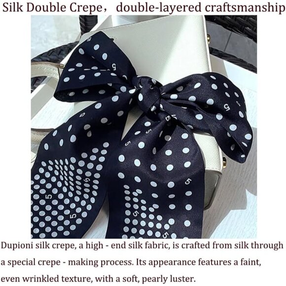 Silk Long Scarf for Hair and Accessories 100% Mulberry Lightweight Stylish - Picture 2 of 6